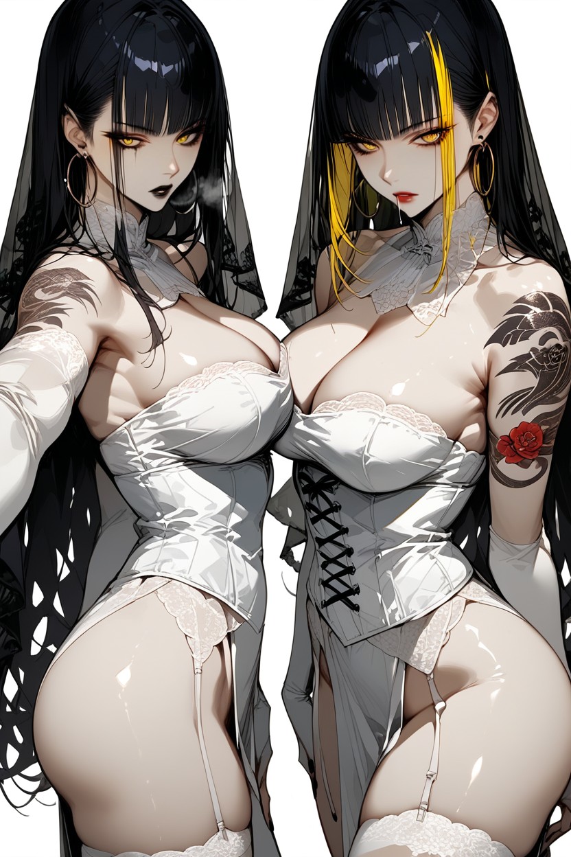 Side By Side, Tattoos, Veil Hentai AI Porn
