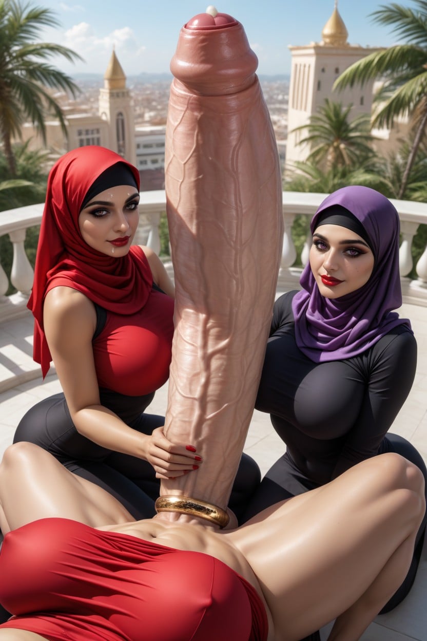 De Rodillas, Three Beautiful Milf Women, Cover Her Head With A Black Colour Scarf Hentai IA