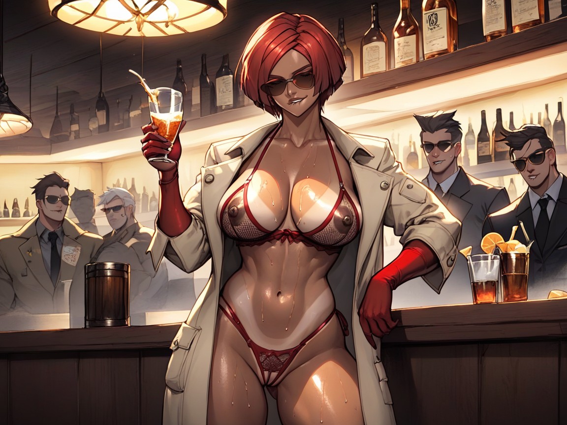 Bar, Dark Brown Nipples, Sweaty Hentai AI Porn