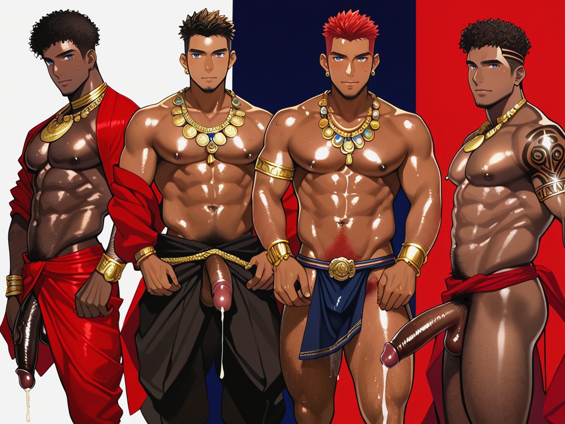 Very Hairy African Men, Multiple Views, Sweaty AI Gay Porn