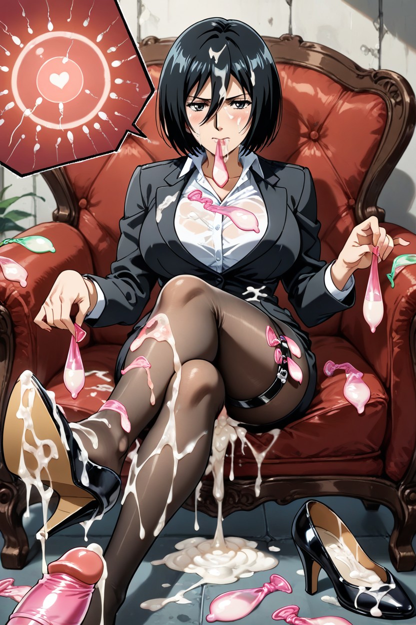 Used Condom Waistband, Clothes Covered On Semen, A Lot Ring Used Condom Thigh Circumference Hentai AI Porn