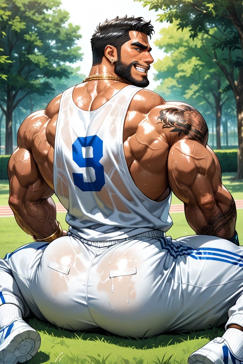 Neck Wider Than Face, Long Black Beard, Lip Piercings AI Gay Porn