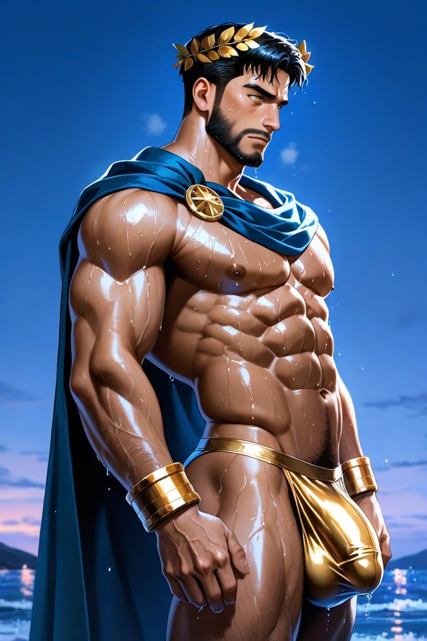 Outside, Eyes Half Closed, Blue Hour AI Gay Porn