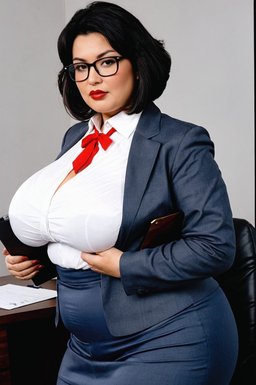 Black Eyes, Pale Skin, Chubby BBW AI Porn