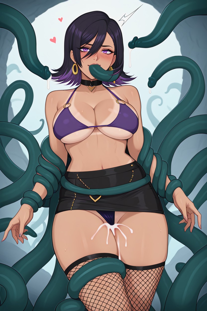 Skirt Pulled Off, Fishnet Stockings, Straight Hentai AI Porn