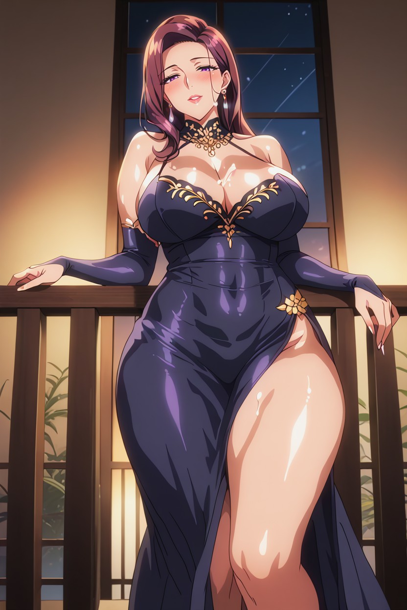 Blushing, Brunette, Form Fitting Clothes Hentai AI Porn