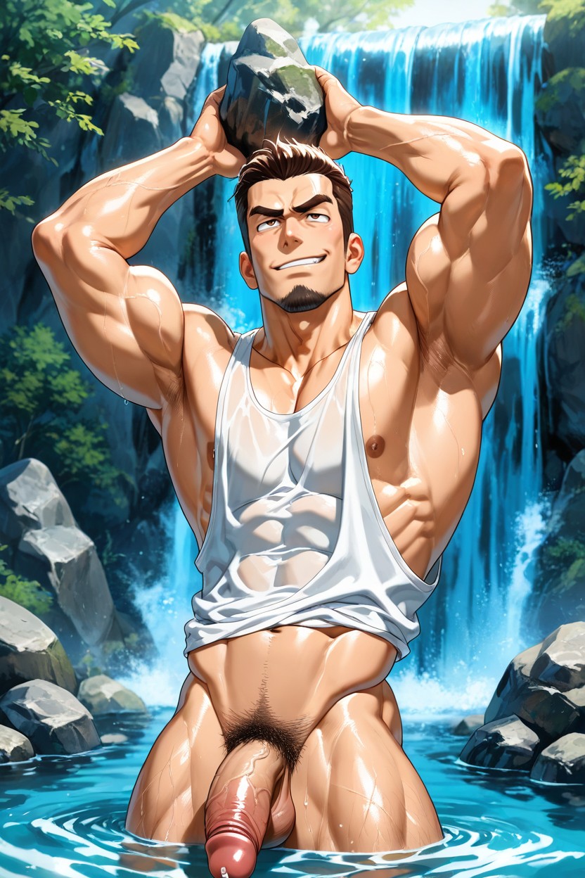 Showing Off, Erect Cock, Slicked AI Gay Porn