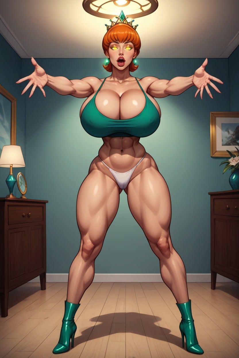 Detailed Eyes, Mint Green High Heel Shoes, Lots Of Skin Showing MILF AI Porn