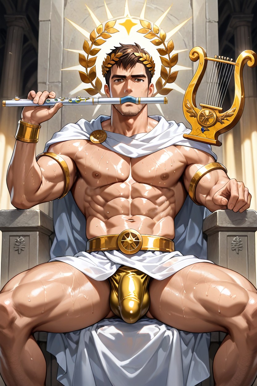 Gold Armbands, +, Brunette AI Gay Porn