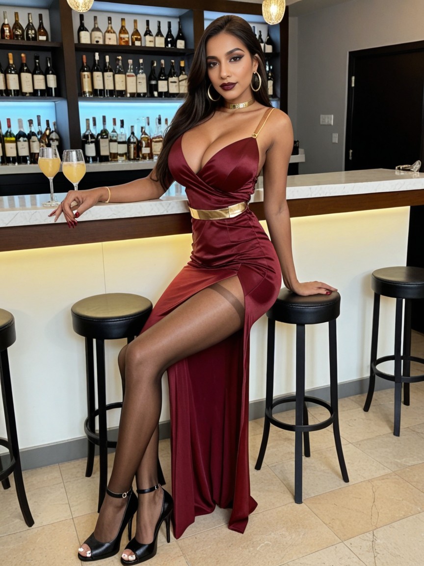 Full Body View, Straight Hair, Dark Skin Porno indio IA