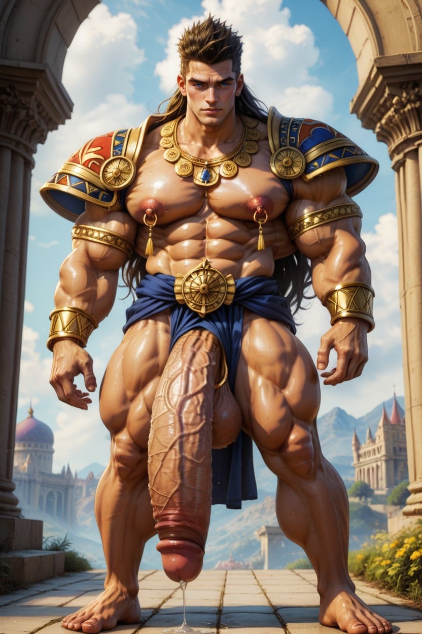 Fantasy, Golden Armlet, Wet Tan Skin AI Gay Porn