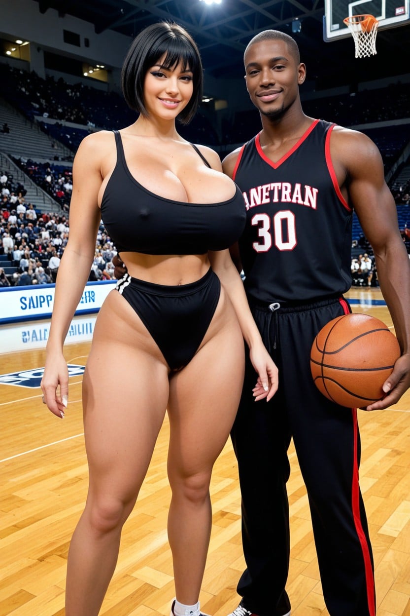 Cleavage, Interracial, One American Thick Woman And One Black Man AI Porn