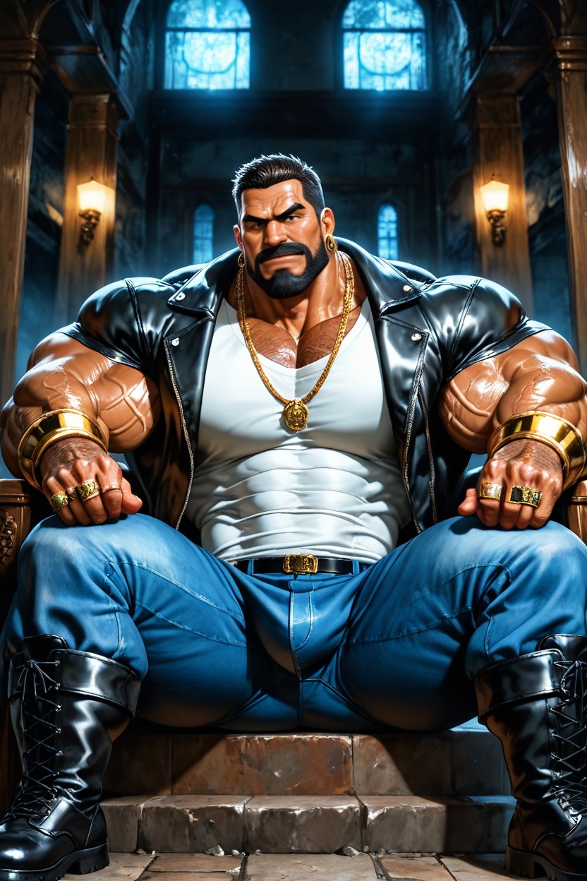 Muscular Ass, Sitting Down, Muscular Legs AI Gay Porn