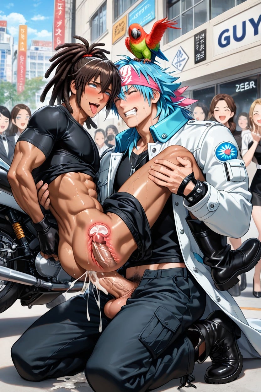 Dark Tanned Skin, Motorcycle, Fix Resolution AI Gay Porn