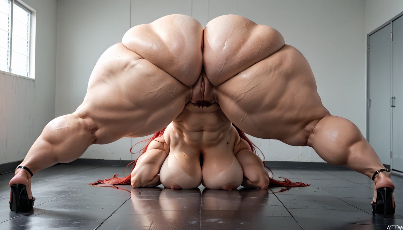 Extreme Hyper Wide Upper Thighs, Hips So Wide They Span The Width Of The Image, Ass Bigger Than Torso AI Porn