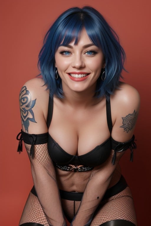 Medium Ass, Smiling Mouth Open, Bangs AI Porn