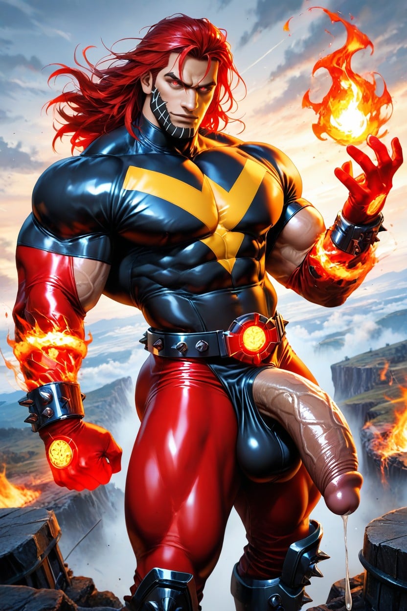 Magical Belt With A Red Glowing Buckle, Large Ass, Well Defined Pectoral Muscles AI Gay Porn