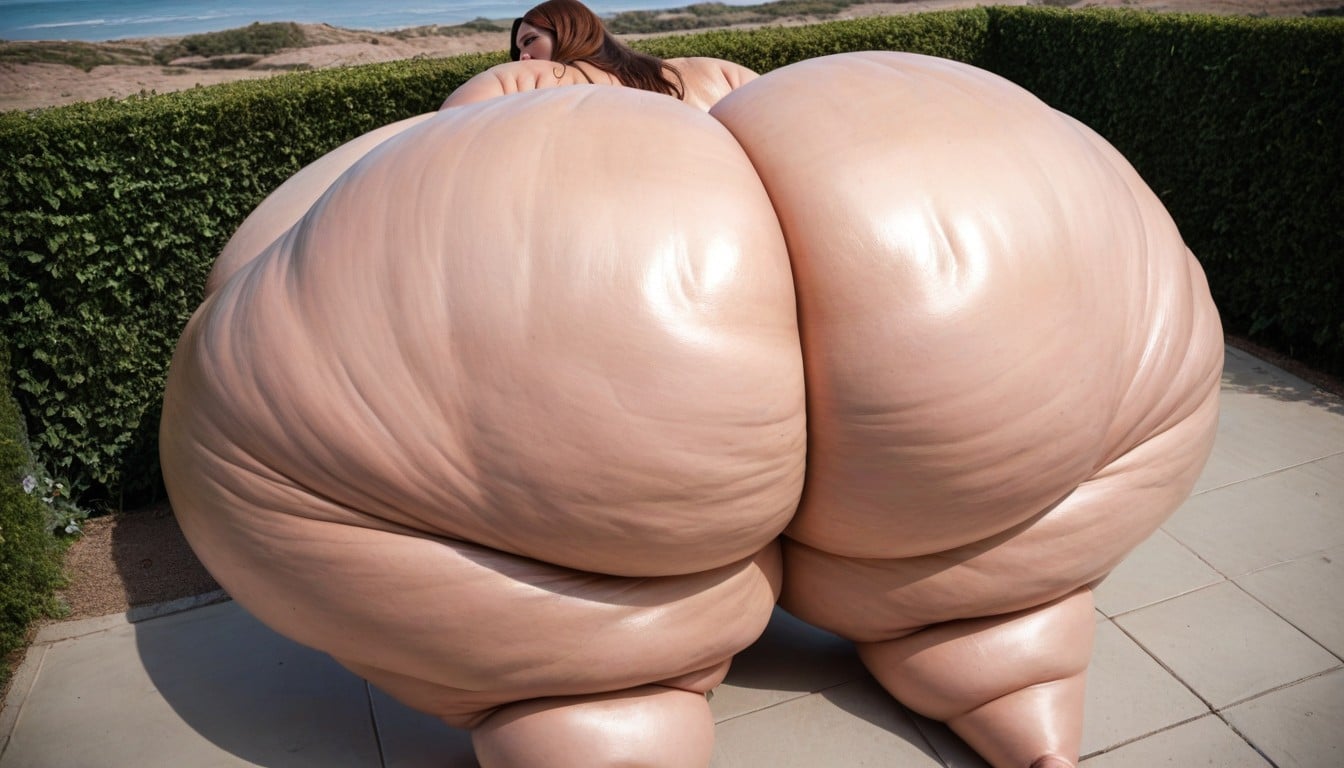 Naked, Extreme Hyper Fat Upper Outer Thighs, Hips So Wide They Span The Width Of The Image BBW AI Porn