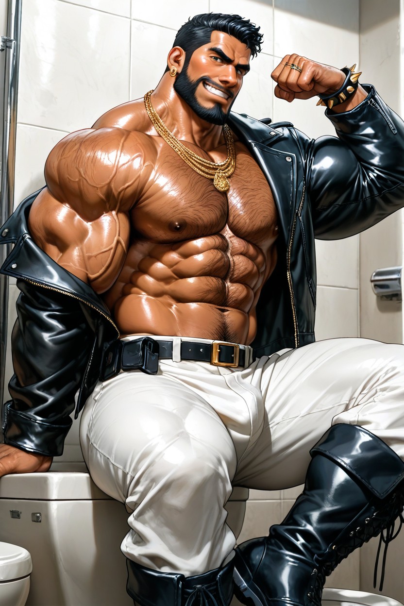 Detailed Realistic Image, Gold Rings, Muscular Ass AI Gay Porn