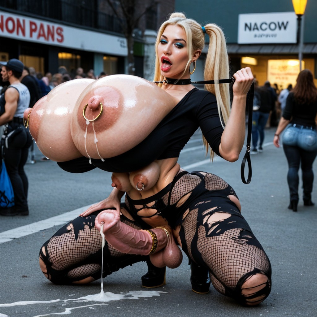 Noon, In Street, Leash Shemale AI Porn