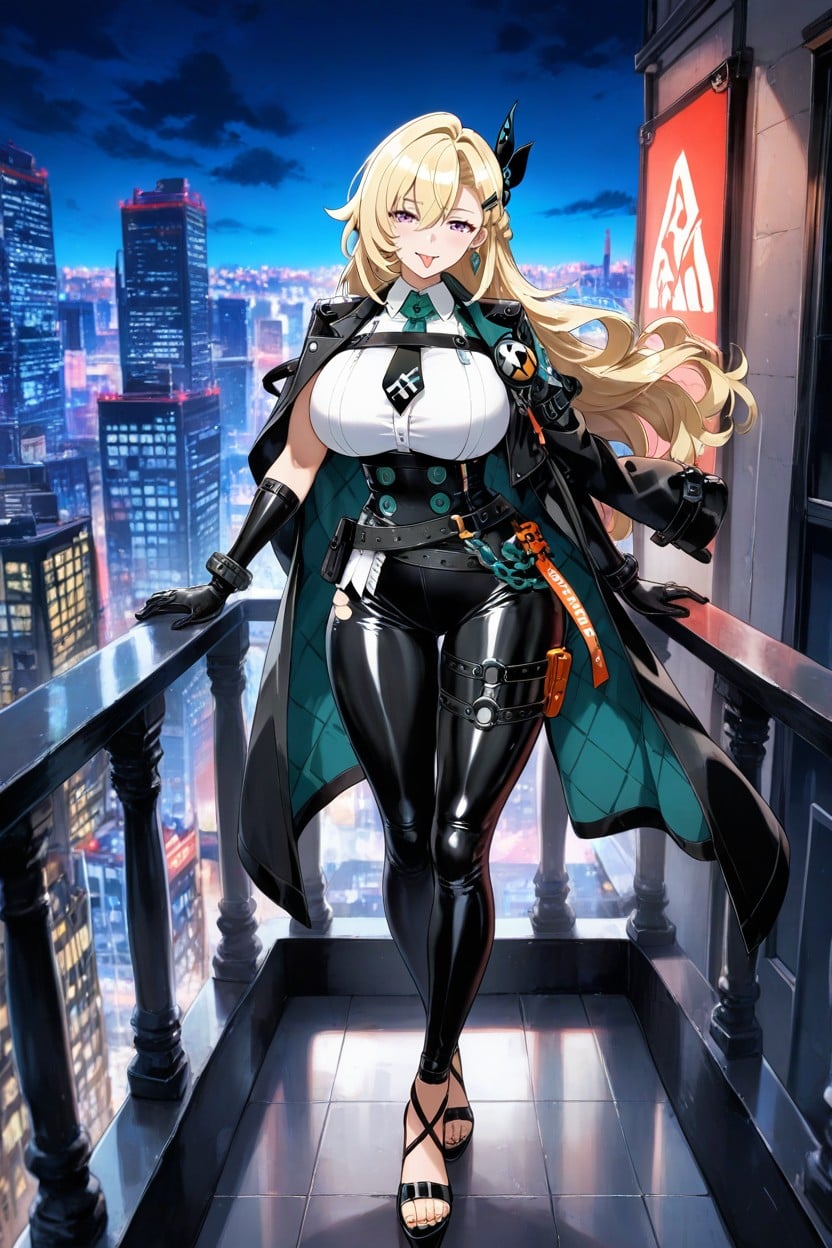 Huge Breasts, A Black Harness, Long Legs Hentai AI Porn