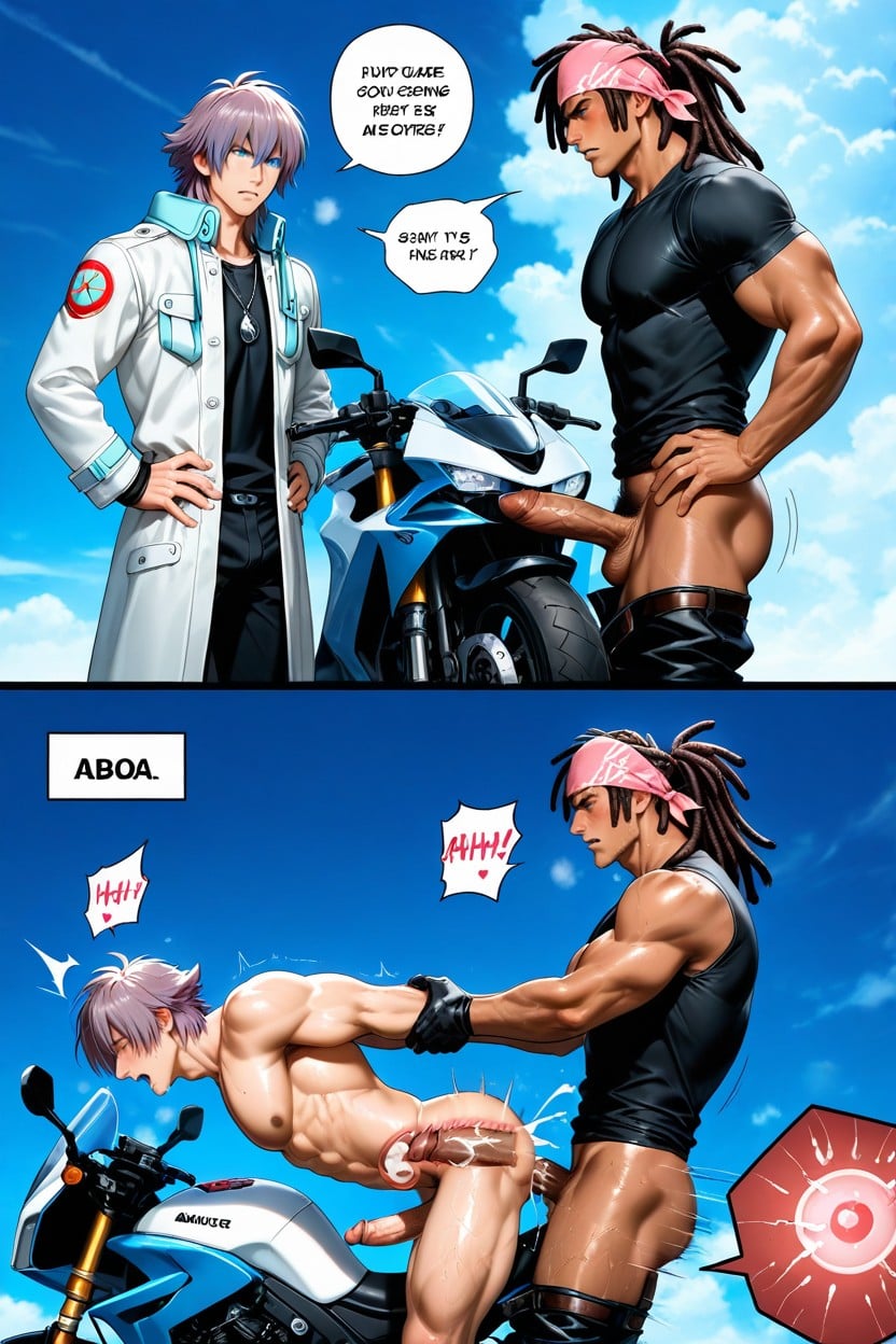 Long Penis, Side View, Full Nelson Style AI Gay Porn