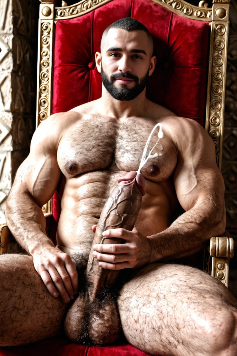 Shaved Head, Muscular, Hyper Black Hairy Pubes AI Gay Porn