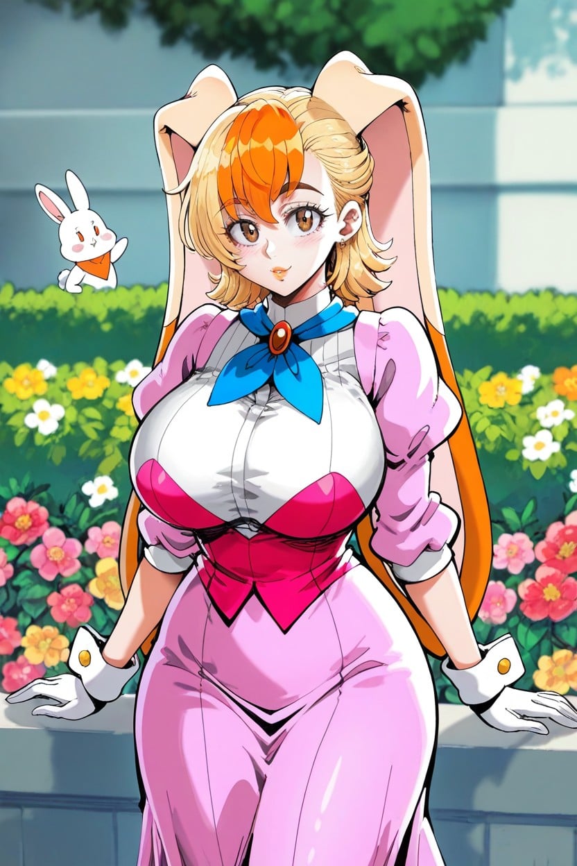 Blonde Hair, White Flower, Two-tone Hair AI Porn