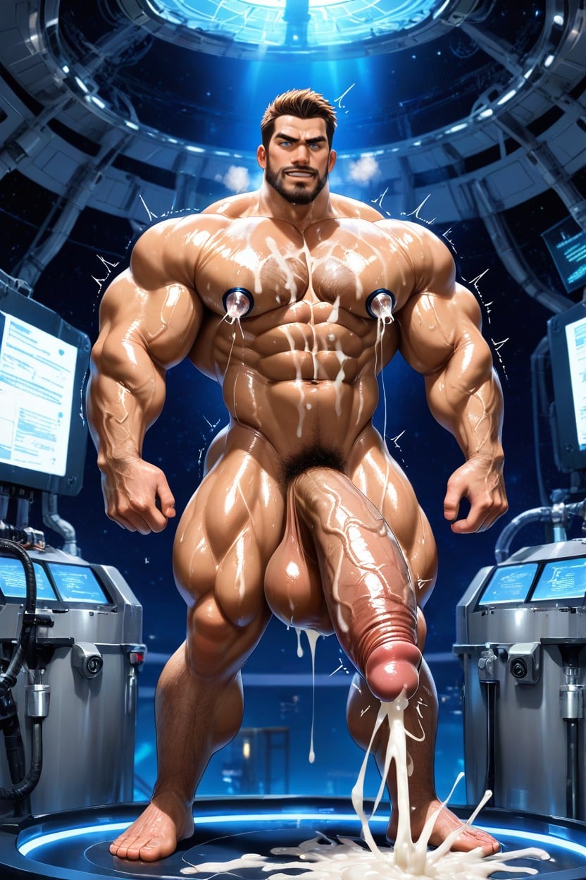 Oiled Body, Night, Penis Growth AI Gay Porn