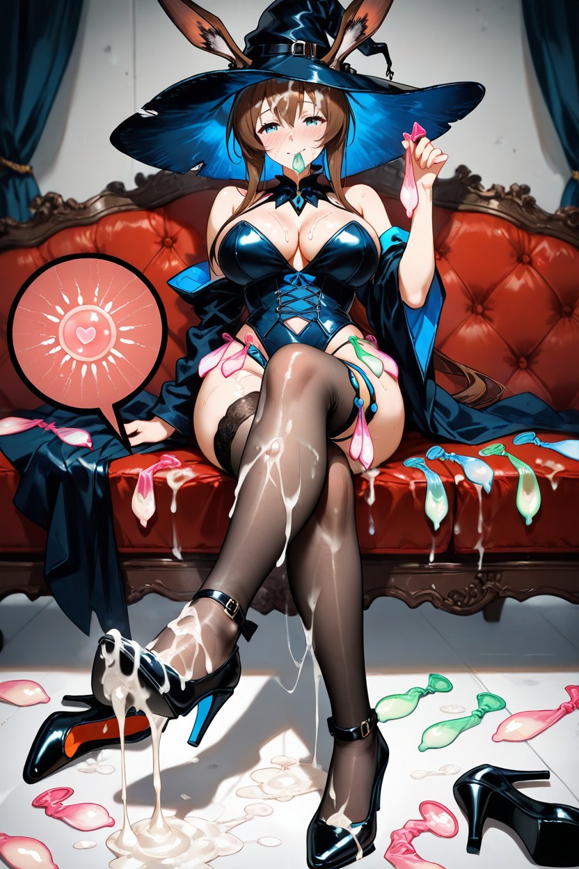 Drenched In Cum, Black Heels, Semen Soaked High Heels Hentai AI Porn