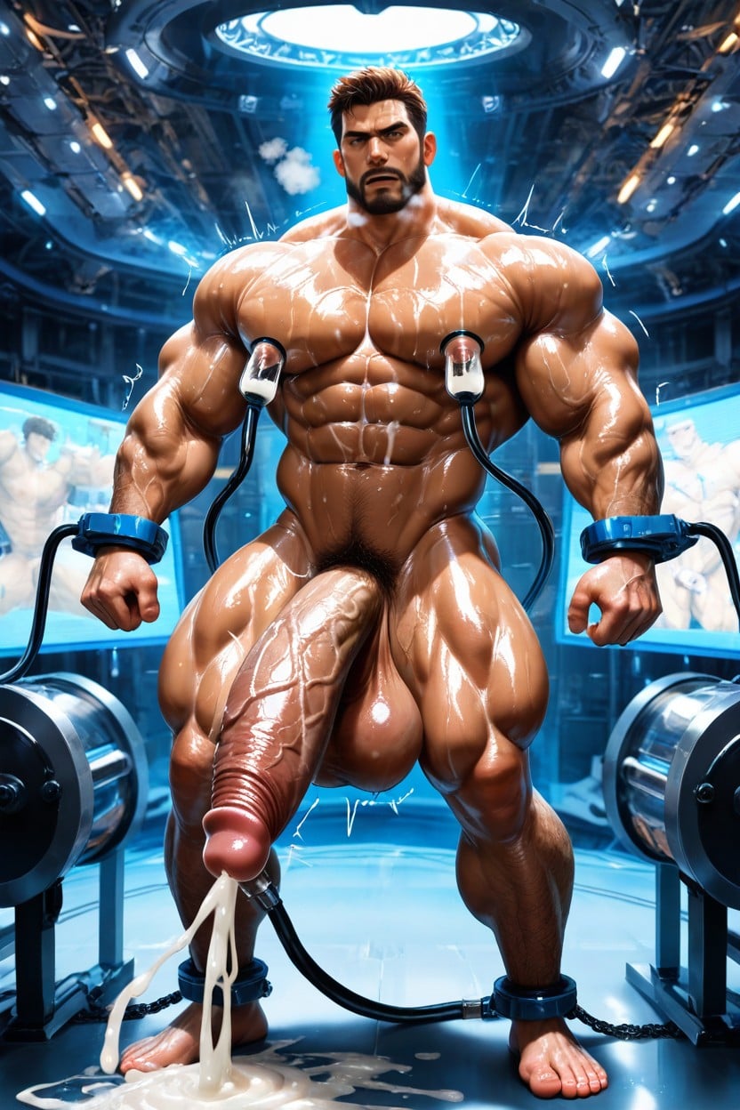 Completely Erected Penis, Big Balls, Lactating AI Gay Porn
