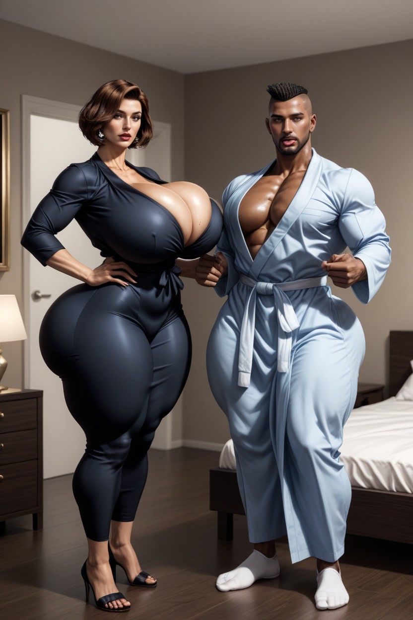 White Man, Colossal Breast, Two Women AI Porn