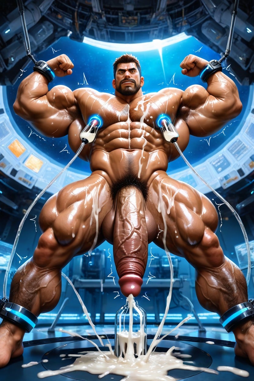 Huge Pecs, Low Hanging Balls, Cum On Chest AI Gay Porn