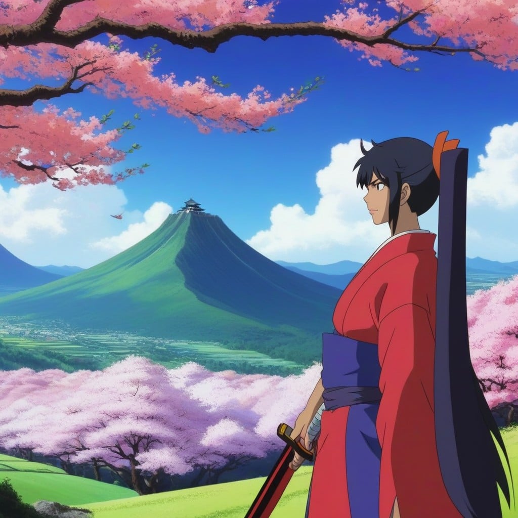 Two Samurais Clashing, Beautiful Landscape, Duo AI Porn