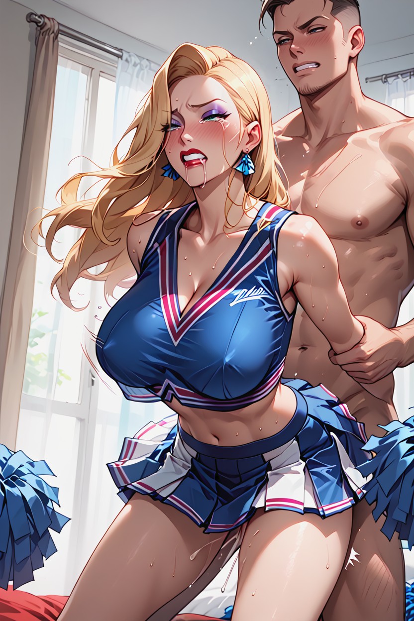 Drooling, Blonde, Half Closed Eyes Hentai AI Porn