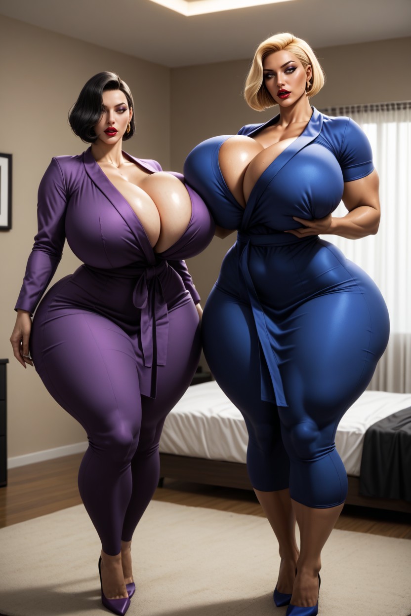 Two Women, Shocked, Bedroom AI Porn