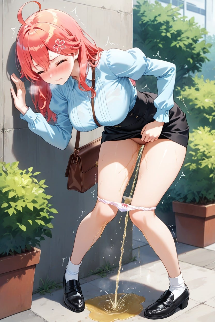 Nose Blush, Sidelocks, Solo Hentai AI Porn