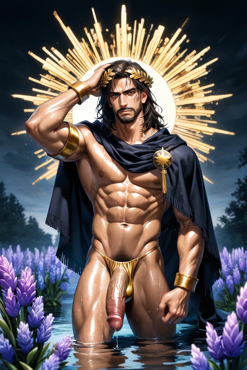 Hyacinth Garden, Beardless Man, Dark Surroundings AI Gay Porn
