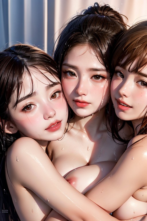 Hair Ribbons, Five Women, Very Friendly AI Porn