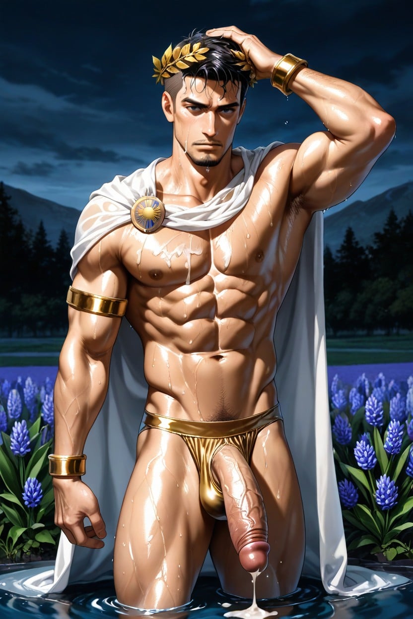 Sweating, Soaking Wet, Apollo From Greek Mythology AI Gay Porn