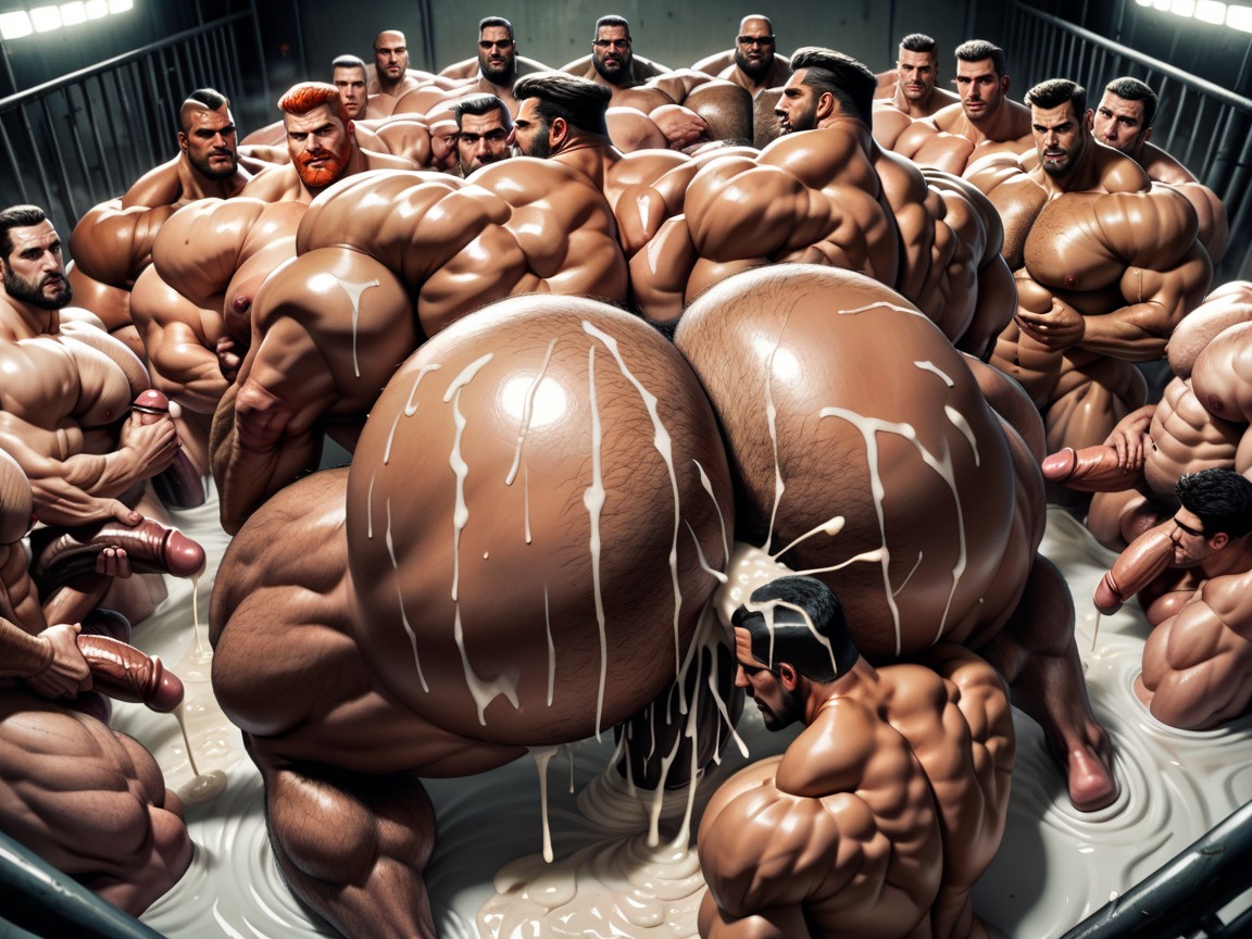 Rough Chiseled Tough Looking Transmen, Triple Penetration, Standing AI Gay Porn
