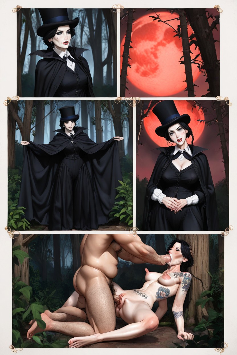 Hairy Man, Wednesday Addams As Persian Evil Spirit Woman, Big Dark Areolas Hentai AI Porn
