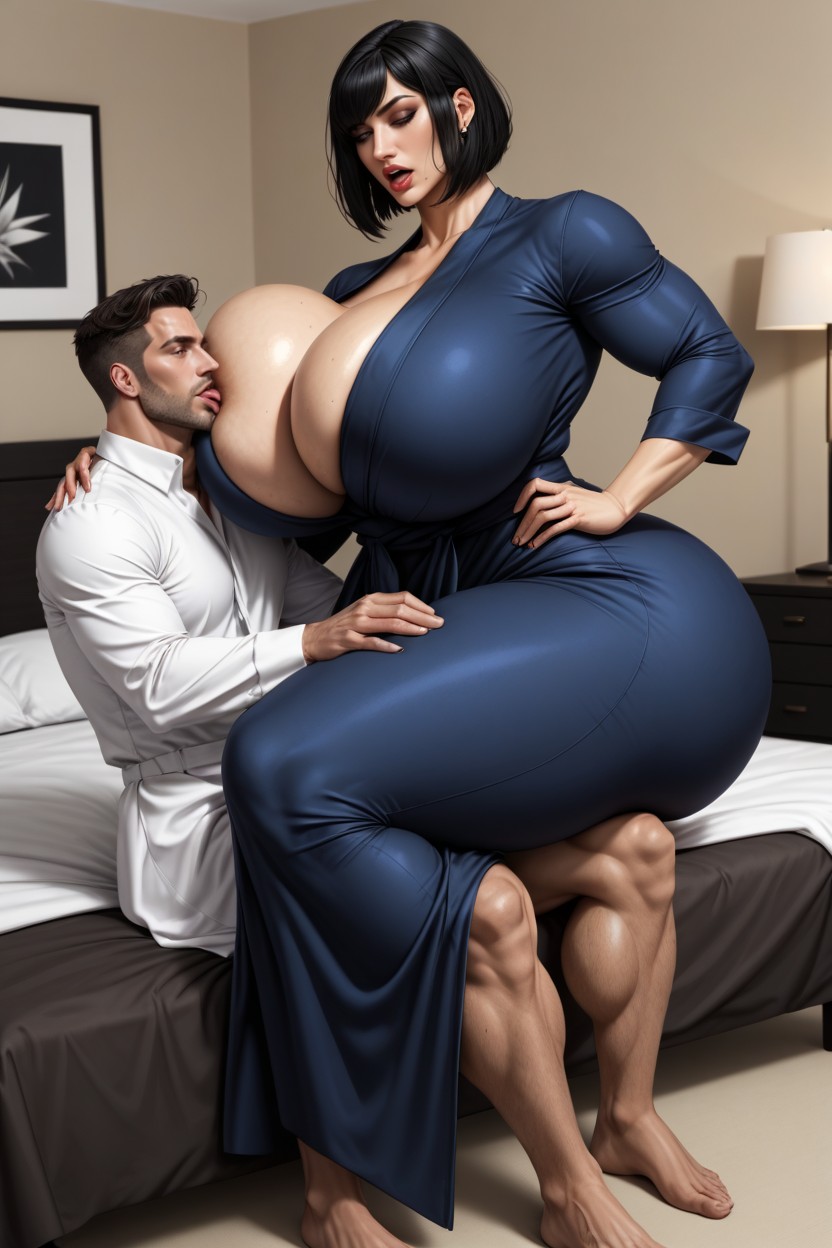 Thick Thighs, Bathrobe, Licking AI Porn