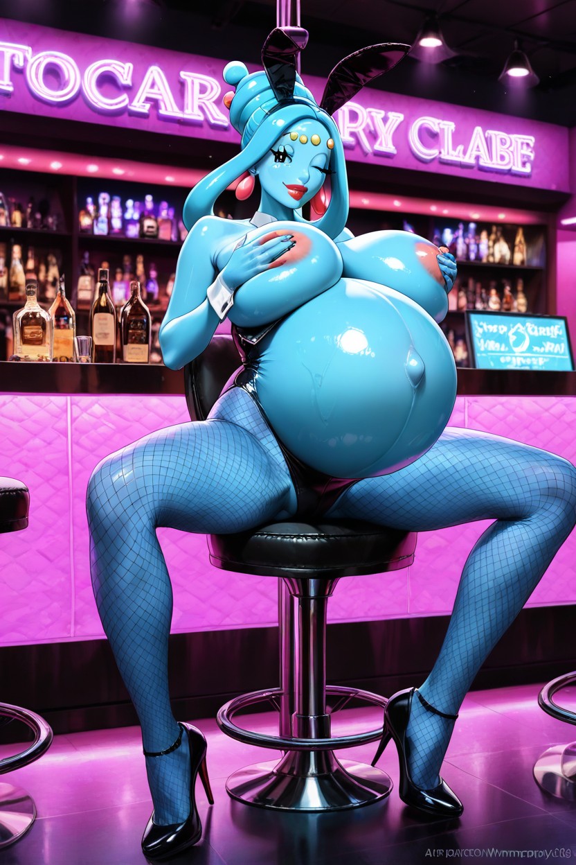 Belly Inflation With Air, Pushing Tits Together, Model Body AI Porn