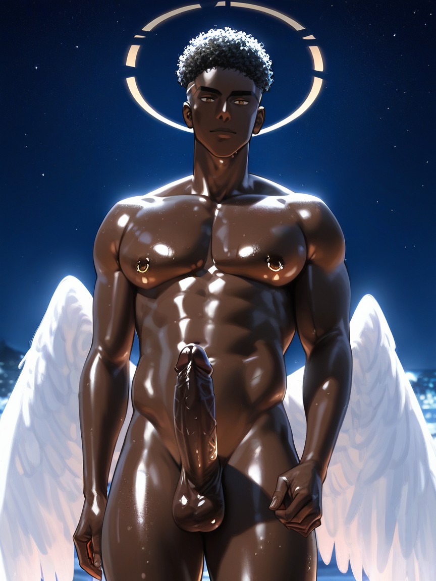 Full Body, Very Dark Complexion, Erotic Angel AI Gay Porn