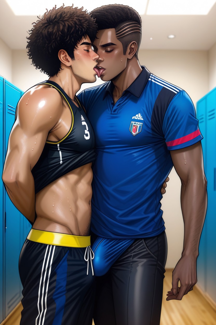 Interracial Males Bromance, Man, Licking AI Gay Porn
