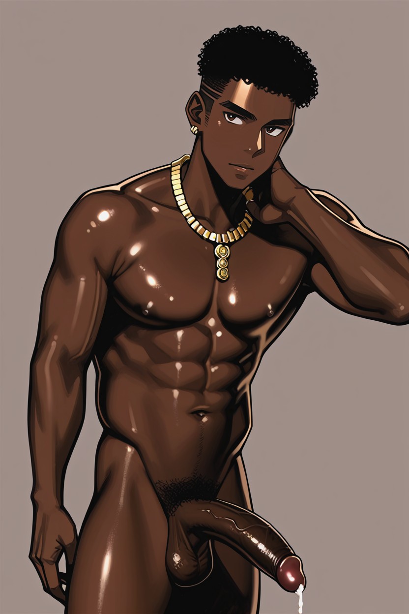 Scrawny Loser, Dark Skinned, Ultra Deep Dark Skin Tone AI Gay Porn