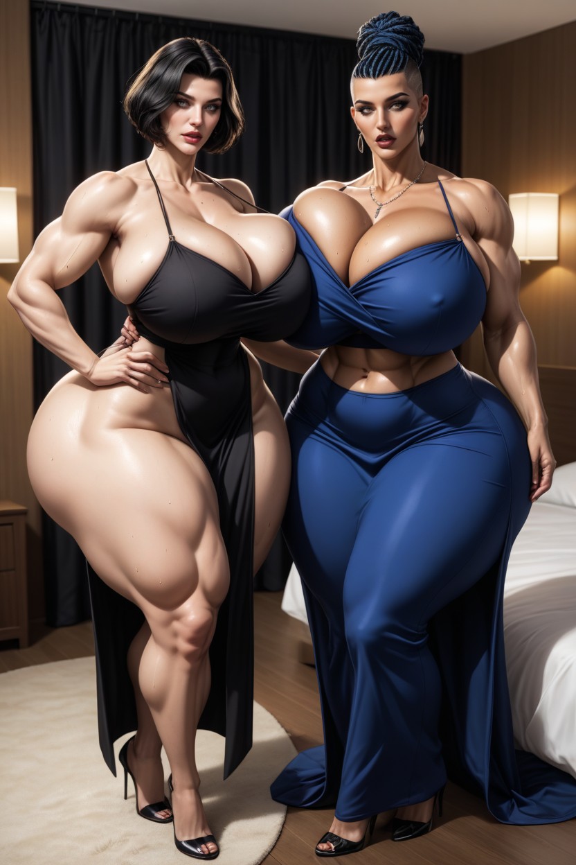 White Man, Voluptuous, Black Hair AI Porn