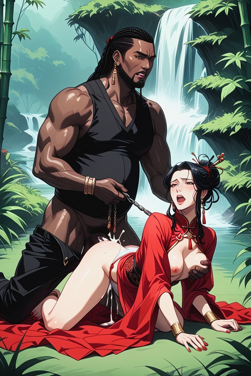 Interracial, Chains, Clothes On The Ground Hentai AI Porn