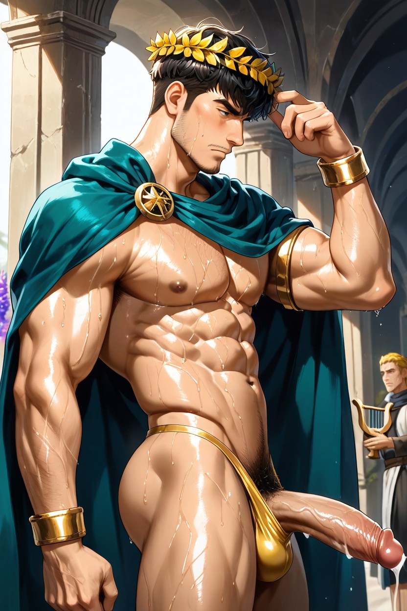Straight Man, Noir, Sweating AI Gay Porn
